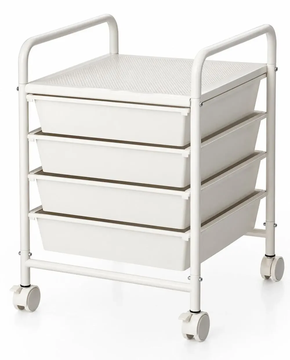 4 Drawer Rolling Utility Storage Cart Mobile Organizer Ivory White Open Box